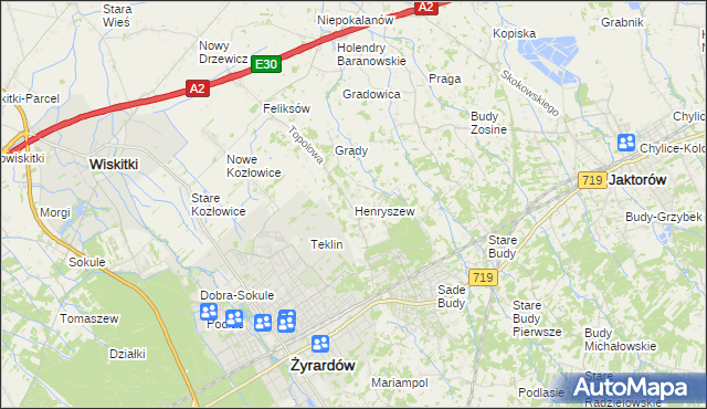 mapa Henryszew, Henryszew na mapie Targeo
