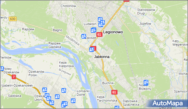 mapa Jabłonna powiat legionowski, Jabłonna powiat legionowski na mapie Targeo