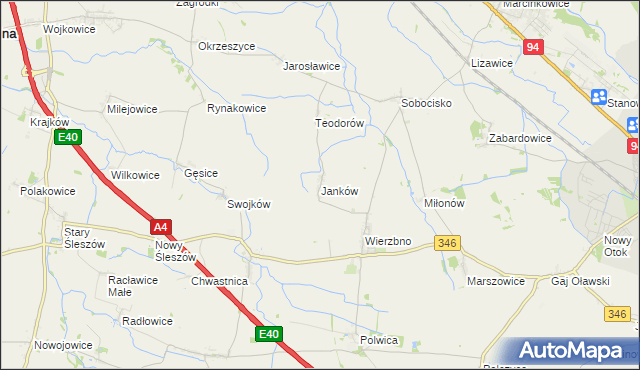 mapa Janków gmina Domaniów, Janków gmina Domaniów na mapie Targeo