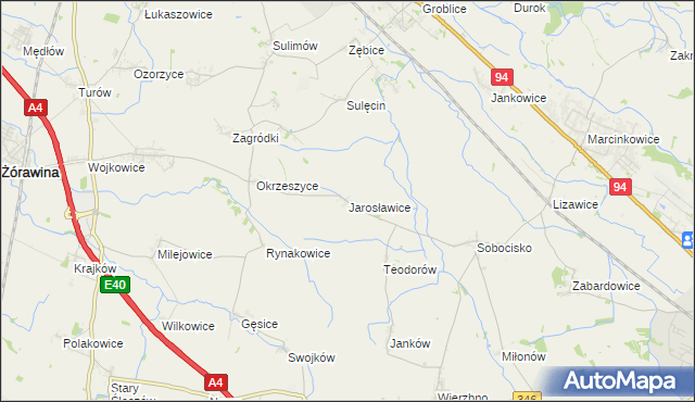 mapa Jarosławice gmina Żórawina, Jarosławice gmina Żórawina na mapie Targeo