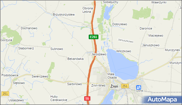 mapa Jaroszewo gmina Żnin, Jaroszewo gmina Żnin na mapie Targeo