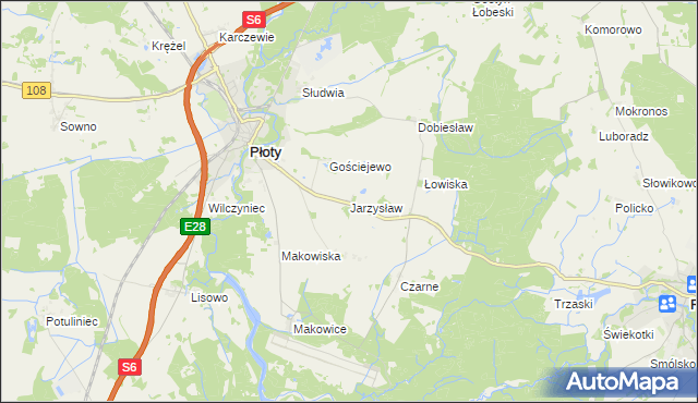 mapa Jarzysław gmina Płoty, Jarzysław gmina Płoty na mapie Targeo