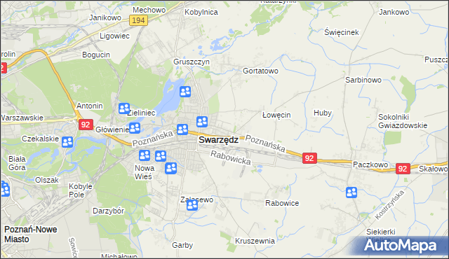 mapa Jasin gmina Swarzędz, Jasin gmina Swarzędz na mapie Targeo