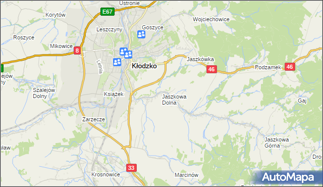 mapa Jaszkowa Dolna, Jaszkowa Dolna na mapie Targeo