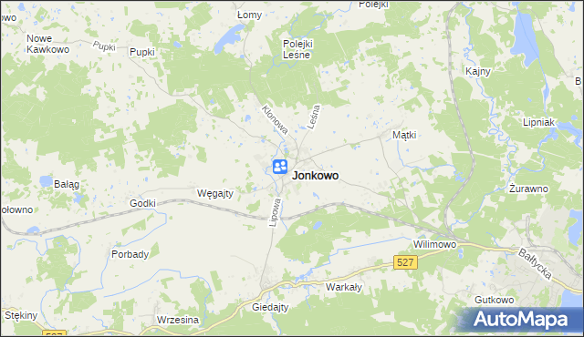 mapa Jonkowo, Jonkowo na mapie Targeo