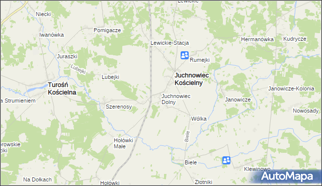 mapa Juchnowiec Dolny, Juchnowiec Dolny na mapie Targeo