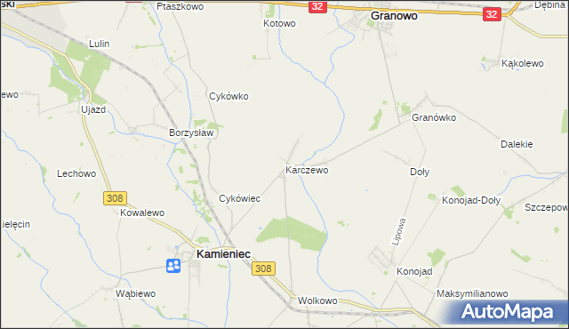 mapa Karczewo gmina Kamieniec, Karczewo gmina Kamieniec na mapie Targeo