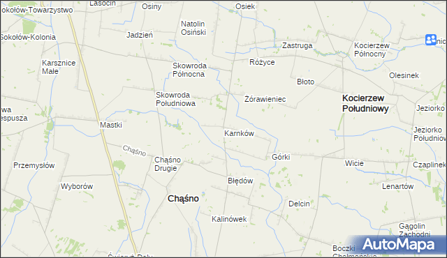 mapa Karnków gmina Chąśno, Karnków gmina Chąśno na mapie Targeo