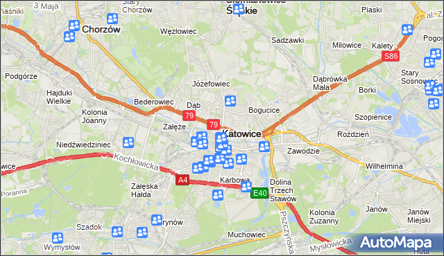 mapa Katowic, Katowice na mapie Targeo