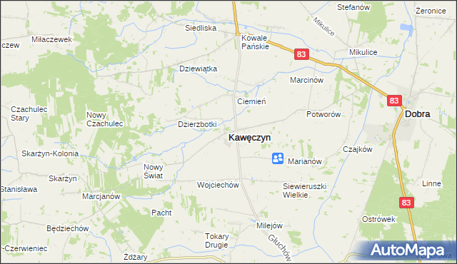 mapa Kawęczyn powiat turecki, Kawęczyn powiat turecki na mapie Targeo