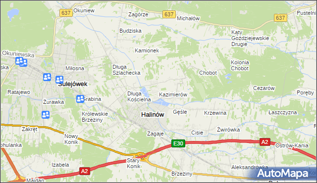 mapa Kazimierów gmina Halinów, Kazimierów gmina Halinów na mapie Targeo