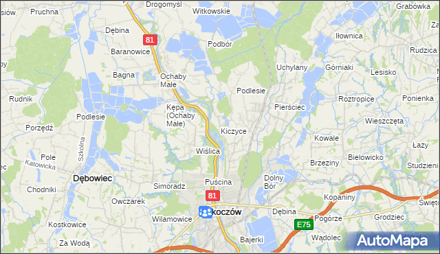 mapa Kiczyce, Kiczyce na mapie Targeo