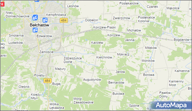 mapa Kielchinów, Kielchinów na mapie Targeo