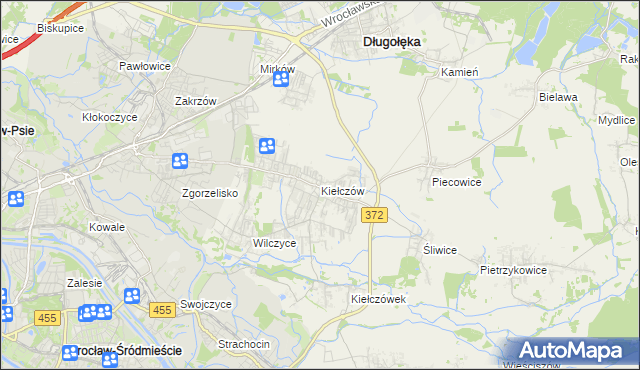 mapa Kiełczów, Kiełczów na mapie Targeo