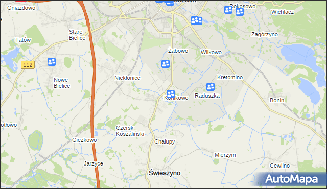 mapa Konikowo gmina Świeszyno, Konikowo gmina Świeszyno na mapie Targeo