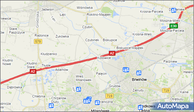 mapa Kotowice gmina Brwinów, Kotowice gmina Brwinów na mapie Targeo