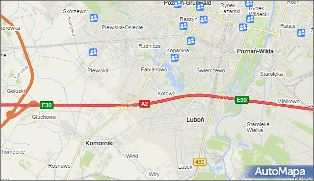 mapa Kotowo gmina Poznań, Kotowo gmina Poznań na mapie Targeo