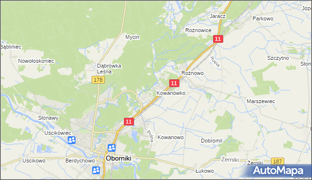 mapa Kowanówko, Kowanówko na mapie Targeo