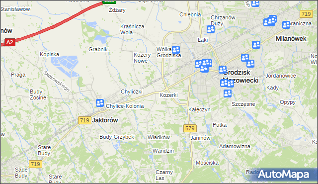 mapa Kozerki, Kozerki na mapie Targeo