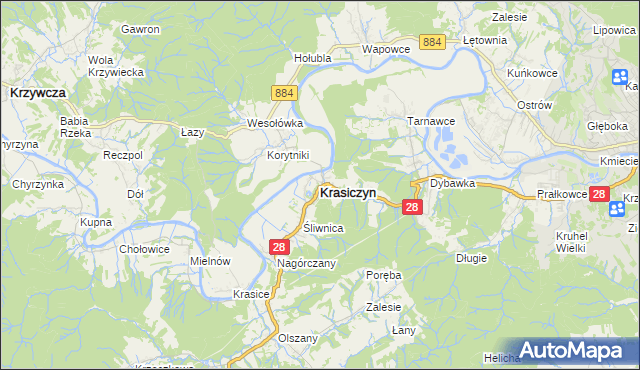 mapa Krasiczyn, Krasiczyn na mapie Targeo