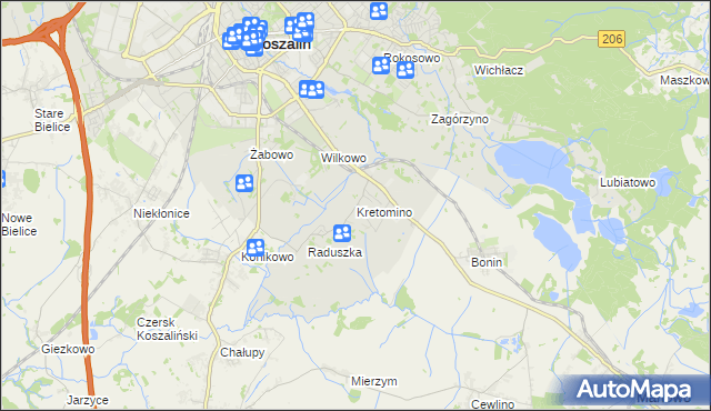 mapa Kretomino, Kretomino na mapie Targeo