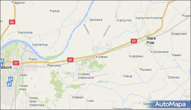 mapa Królewo gmina Stare Pole, Królewo gmina Stare Pole na mapie Targeo