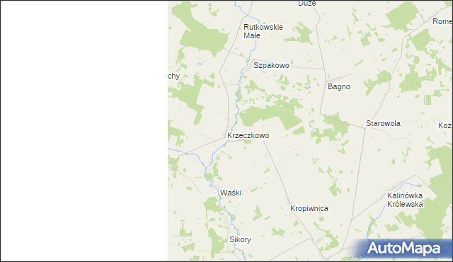 mapa Krzeczkowo gmina Mońki, Krzeczkowo gmina Mońki na mapie Targeo