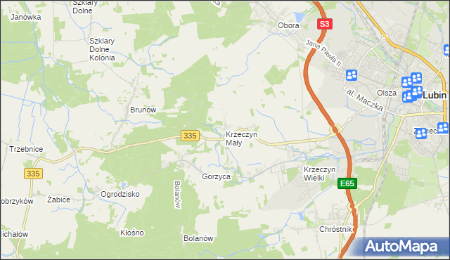 mapa Krzeczyn Mały, Krzeczyn Mały na mapie Targeo