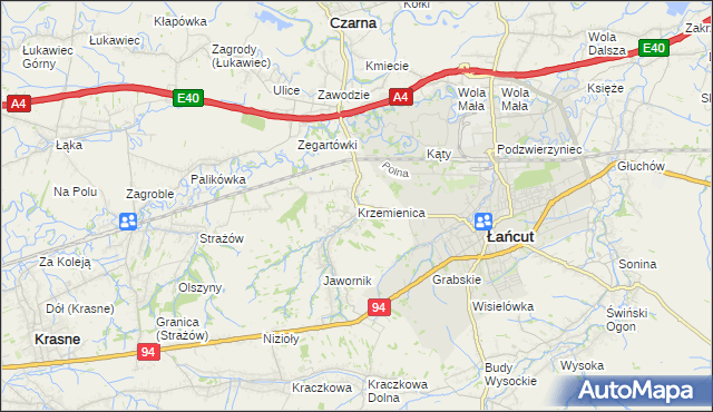 mapa Krzemienica gmina Czarna, Krzemienica gmina Czarna na mapie Targeo