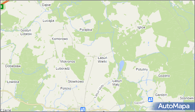 mapa Łabuń Wielki, Łabuń Wielki na mapie Targeo