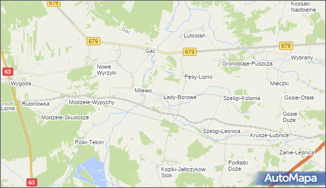 mapa Łady-Borowe, Łady-Borowe na mapie Targeo