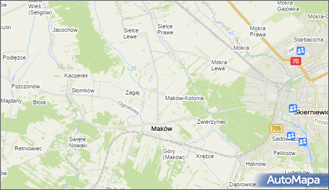 mapa Maków-Kolonia, Maków-Kolonia na mapie Targeo