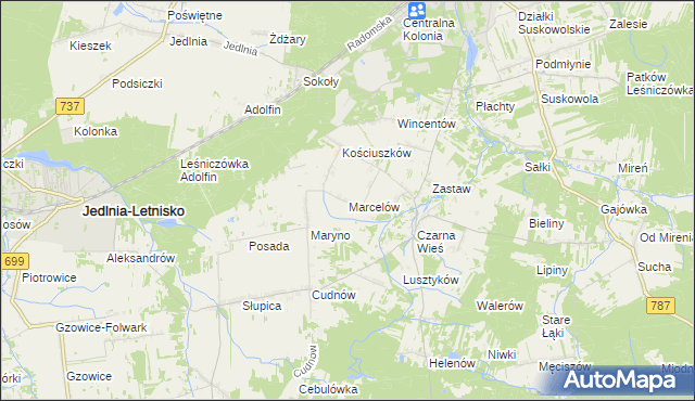 mapa Marcelów gmina Pionki, Marcelów gmina Pionki na mapie Targeo