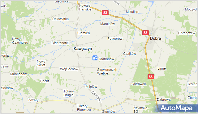 mapa Marianów gmina Kawęczyn, Marianów gmina Kawęczyn na mapie Targeo