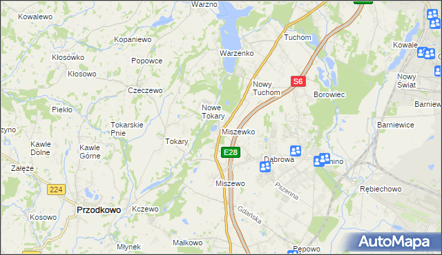 mapa Miszewko gmina Żukowo, Miszewko gmina Żukowo na mapie Targeo