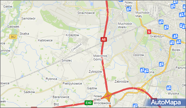 mapa Mokronos Górny, Mokronos Górny na mapie Targeo