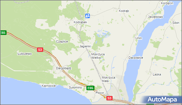 mapa Mokrzyca Wielka, Mokrzyca Wielka na mapie Targeo