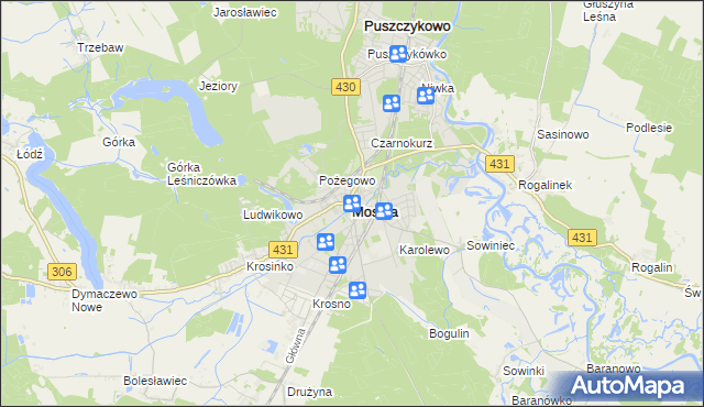 mapa Mosina powiat poznański, Mosina powiat poznański na mapie Targeo