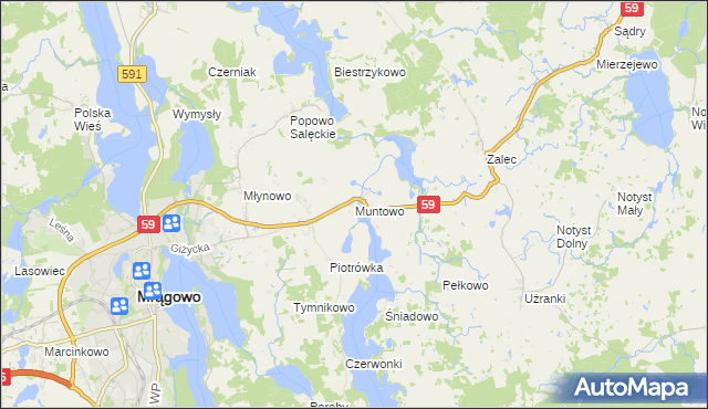 mapa Muntowo, Muntowo na mapie Targeo