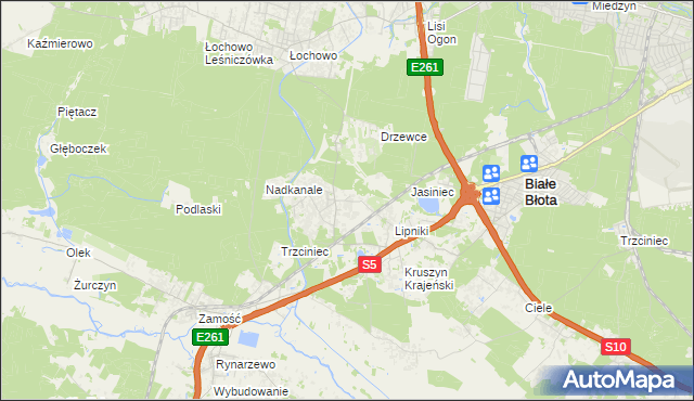 mapa Murowaniec gmina Białe Błota, Murowaniec gmina Białe Błota na mapie Targeo