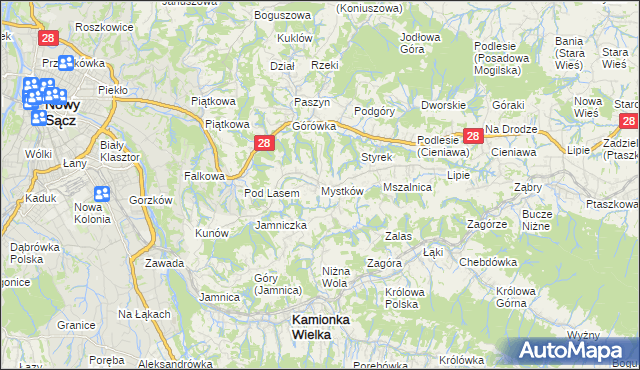 mapa Mystków, Mystków na mapie Targeo