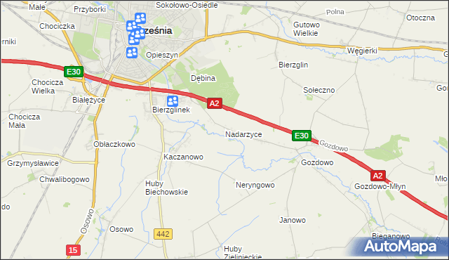 mapa Nadarzyce gmina Września, Nadarzyce gmina Września na mapie Targeo