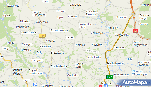 mapa Narama, Narama na mapie Targeo