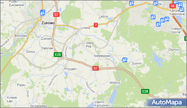 mapa Niestępowo, Niestępowo na mapie Targeo