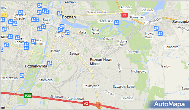 mapa Nowe Miasto gmina Poznań, Nowe Miasto gmina Poznań na mapie Targeo