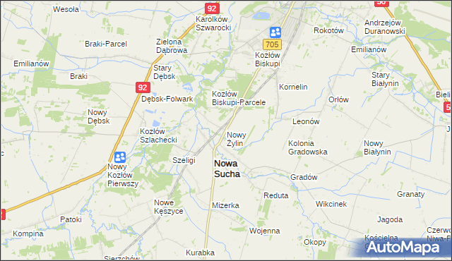 mapa Nowy Żylin, Nowy Żylin na mapie Targeo