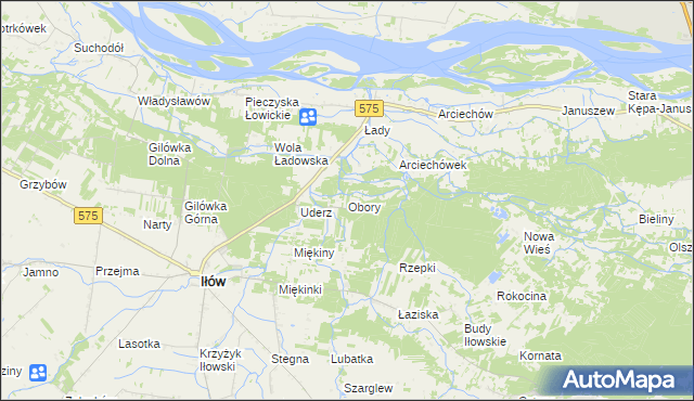 mapa Obory gmina Iłów, Obory gmina Iłów na mapie Targeo