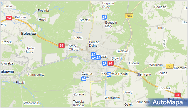 mapa Olkusz, Olkusz na mapie Targeo