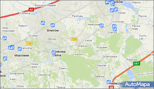 mapa Otrębusy, Otrębusy na mapie Targeo