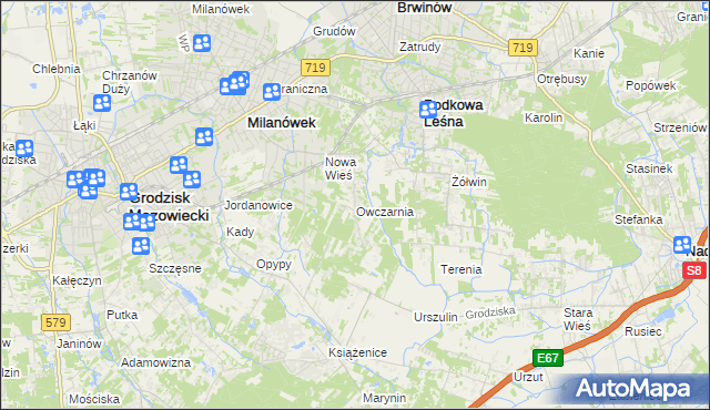 mapa Owczarnia gmina Brwinów, Owczarnia gmina Brwinów na mapie Targeo